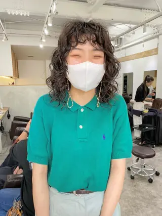 ミディアム パーマ 森貴裕/ニュアンス パーマ/オリーブのヘアスタイル