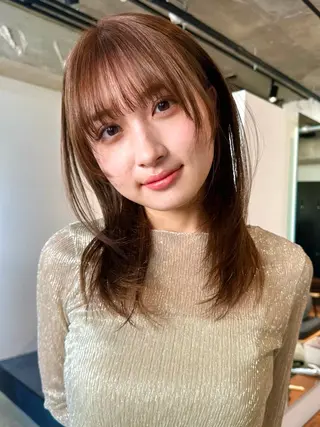 ミディアム カラー パーマ kazuki【顔周り ×レイヤーカット】のヘアスタイル