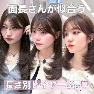 セミロング 柴田礼空/顔まわり カット/レイヤーのヘアスタイル