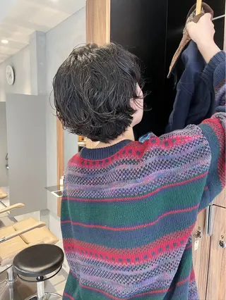 ショート パーマ ひかり／ベージュ ／透明感ベージュのヘアスタイル
