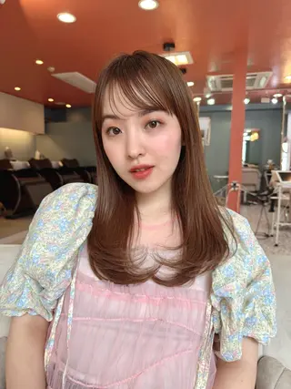 セミロング カラー 韓国ヘア 🎀華澄のヘアスタイル