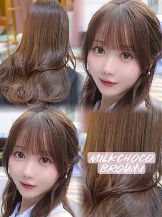 ロング 韓国風／ハイトーン カラー AYAKAのヘアスタイル