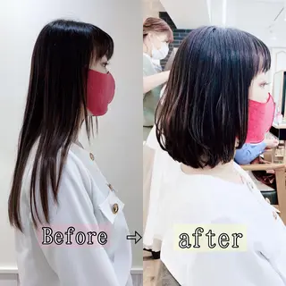 ミディアム レイヤーカット/ 巻ける縮毛矯正のヘアスタイル