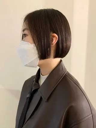 ミディアム カラー 落合希 Olivebeigeのヘアスタイル
