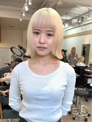 ショート カラー パーマ/透明感カラー /ボブ/吉田一生のヘアスタイル