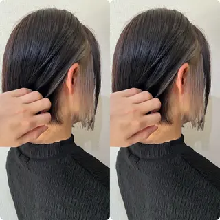 ショート カラー 切っぱなし💇‍♀️ イヤリング🎨龍之介のヘアスタイル