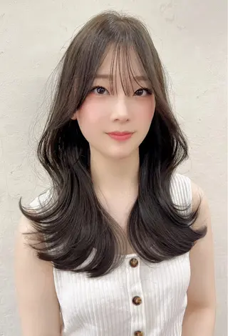 セミロング レイヤー/顔まわり 縮毛矯正/月城宏清のヘアスタイル
