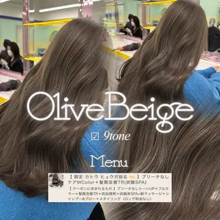 ロング カラー ブリーチ縮毛矯正飛我 透けオリーブ淡色🫧のヘアスタイル