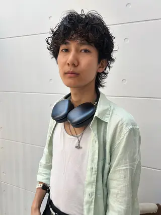 ミディアム パーマ メンズ メンズパーマ本町/ 心斎橋ナカムラヒロトのヘアスタイル