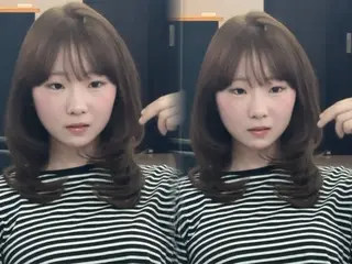 セミロング 顔まわりレイヤー/諒 オリーブカラー/天神のヘアスタイル