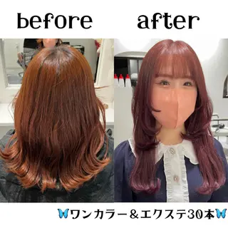 ロング カラー MOE🐈⬛🎀 エクステ/ワンホンのヘアスタイル