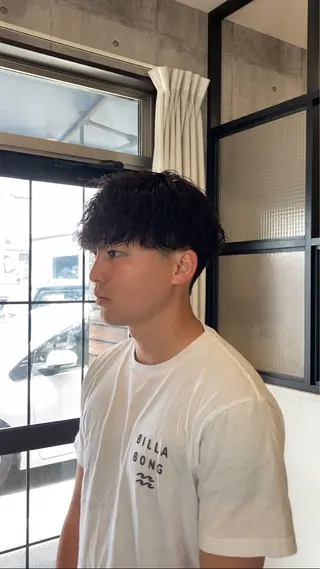 ミディアム パーマ メンズ ハマノ ミユのヘアスタイル