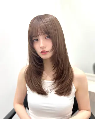 セミロング カラー ヘアアレンジ 韓国レイヤー/顔周り 美髪矯正 KAITOのヘアスタイル