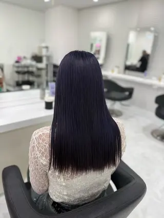 ロング カラー ラベンダー💜 グレージュ🩶のヘアスタイル