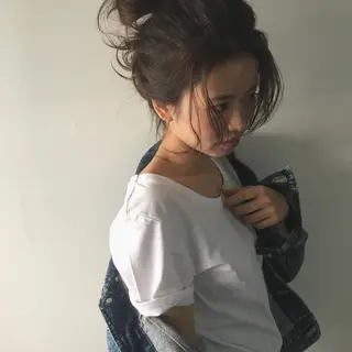 ミディアム ヘアアレンジ レイヤーカット 鈴木駿介のヘアスタイル