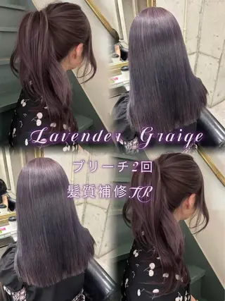 ロング カラー Rin♡透明感ピンク 🎀白肌ラベンダーのヘアスタイル