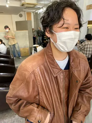 ショート パーマ メンズ 森貴裕/ニュアンス パーマ/オリーブのヘアスタイル