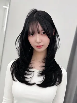 ロング カラー 顔まわりの神様✨ 透明感カラー藤嶋秀幸のヘアスタイル