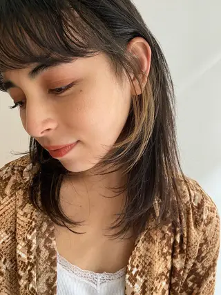 セミロング カラー パーマ ヘアアレンジ メンズ キッズ ネイル マツエク・マツパ インナーカラー/ KANAのヘアスタイル