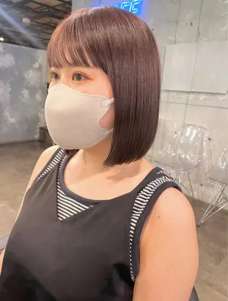 ショート カラー パーマ ヘアアレンジ メンズ キッズ ネイル マツエク・マツパ アイブロウ 透明感カラー・レイヤ ー🎀amika🎀のヘアスタイル