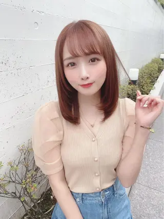 セミロング カラー 顔まわりカット✨艶髪 ✨髪質改善✨伴響佳のヘアスタイル