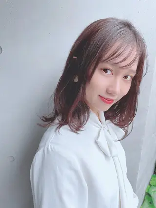 セミロング カラー パーマ ヘアアレンジ 【公式】amble luxe池袋東口🩷のヘアスタイル