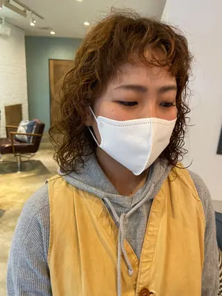 ミディアム パーマ 原一真/ 外国人ショートヘアのヘアスタイル