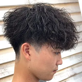 ショート パーマ メンズ 女性カットモデル イケガヤのヘアスタイル