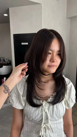 ロング ｶﾉ /暖色カラー/ バタフライレイヤーのヘアスタイル