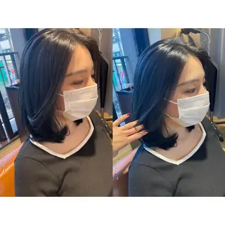 カラー 🩵盛れる顔周り/ 艶カラーemi🩵のヘアスタイル
