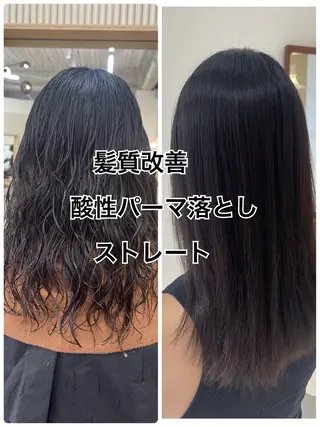セミロング 蜂須賀🐝縮毛矯正 ストレートパーマのヘアスタイル