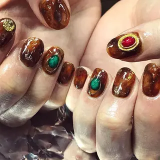 ネイル 渋谷／チップ長さ出し 👑アプレgel-xのネイルデザイン