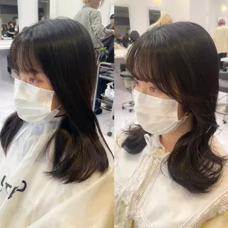 ミディアム カラー 抜け感レイヤー︴ ニュアンスカラーのヘアスタイル