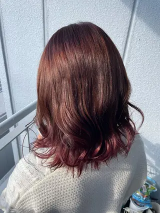 セミロング カラー ヘアアレンジ なつき/艶ピンク/ girly hairのヘアスタイル