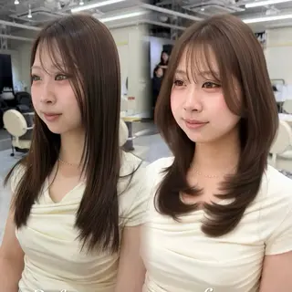 ミディアム カラー ヘアアレンジ 梅田｜上品レイヤー RINAのヘアスタイル
