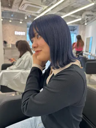 ミディアム カラー 店長 MANAMI 艶カラー／骨格ボブのヘアスタイル
