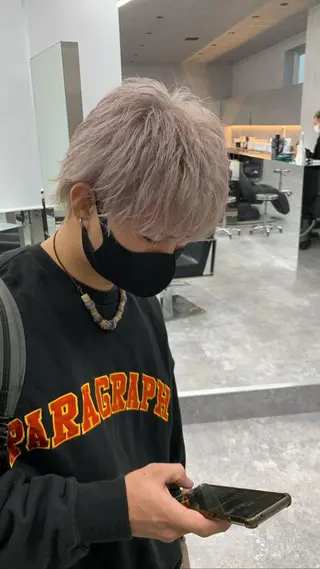 ショート カラー パーマ ヘアアレンジ メンズ キッズ 垢抜けカラー ヒロムのヘアスタイル