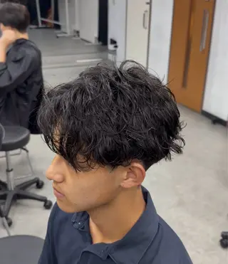 ショート カラー パーマ ヘアアレンジ メンズ キッズ 波巻き/シャドウ/ 特化 福田朝輝のヘアスタイル