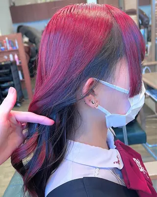 セミロング ブリーチ毛の縮毛矯正 ハイトーン/岡本智樹のヘアスタイル