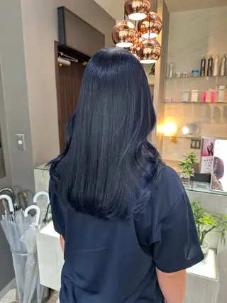 セミロング カラー 天神暖色カラー レイヤー・髪質改善のヘアスタイル