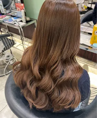 ロング カラー コテ巻きパーマ💙 シノヤユイのヘアスタイル