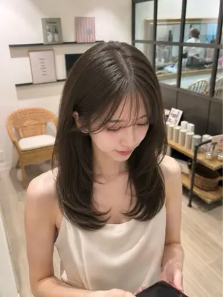 ミディアム モテ髪‎🫧赤み消し カラー表参道きょうこのヘアスタイル