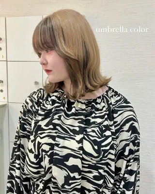 ミディアム りん🧸透明感カラ ー/ヘアアレンジのヘアスタイル