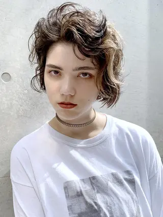 ショート カラー パーマ ヘアアレンジ ITbyALBUM 中野店のヘアスタイル