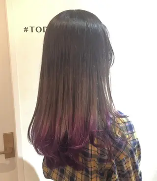 セミロング カラー ホワイト&レイヤーカ ットエクステ長畠俊輔のヘアスタイル