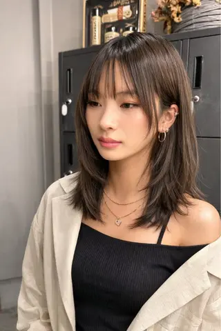 ミディアム カラー 中津No.1髪質改善 店長✨透ける暗髪のヘアスタイル