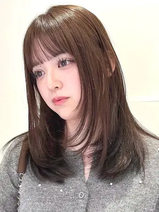 セミロング カラー レイヤーカット🍏 オリーブ/ののかのヘアスタイル