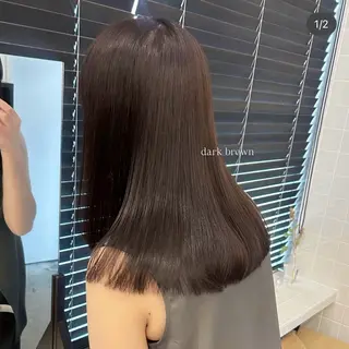 セミロング カラー 透明感カラー/ くるくるパーマミウのヘアスタイル