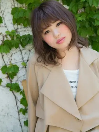 ミディアム カラー パーマ セミロング 髪質改善サロン✨OR ANGE⭐️STARのヘアスタイル
