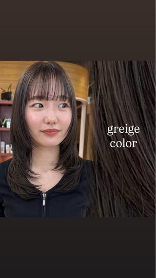 ミディアム カラー 柔らかベージュ🧤 透明感/このかのヘアスタイル